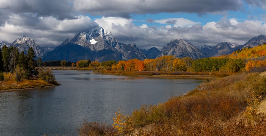 Landscape scene of mountains in the Grand Teton National Park