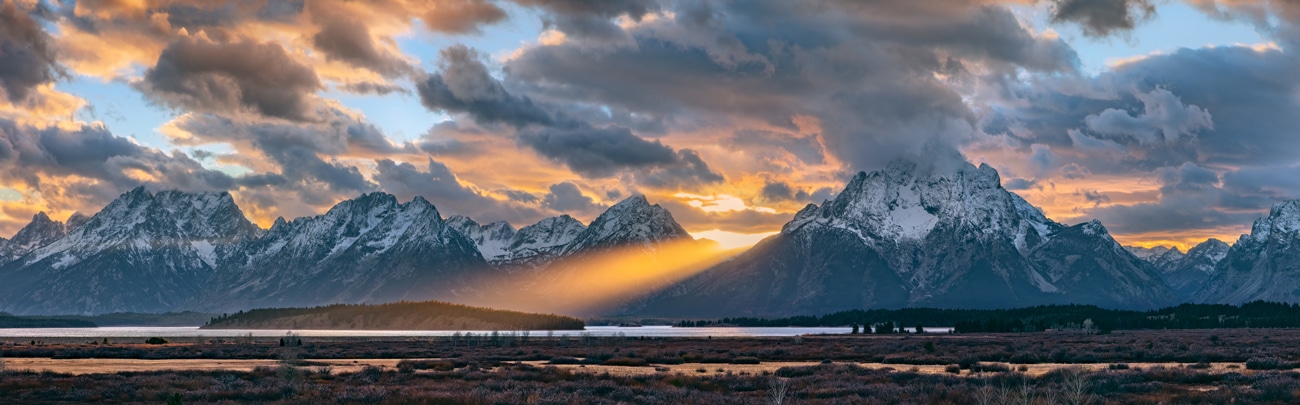 image of an incredible sunset over the Grand Teton National Park